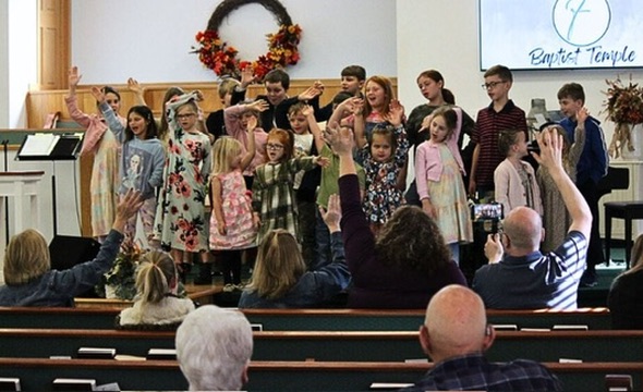 Children singing together at Fairview