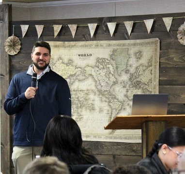 A speaker at a Fairview missions gathering