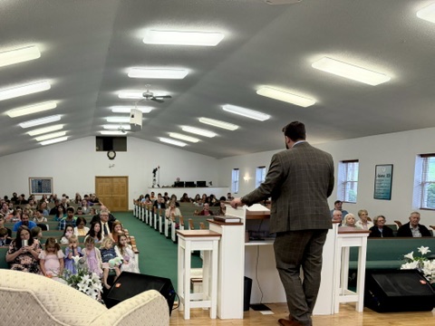 Preaching from the pulpit at Fairview